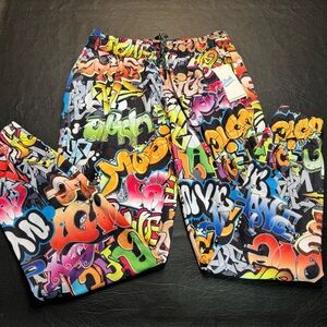 Fresh Prince of Bel-Air Graffiti Jogger Pants NWT Size Medium 90s Streetwear
